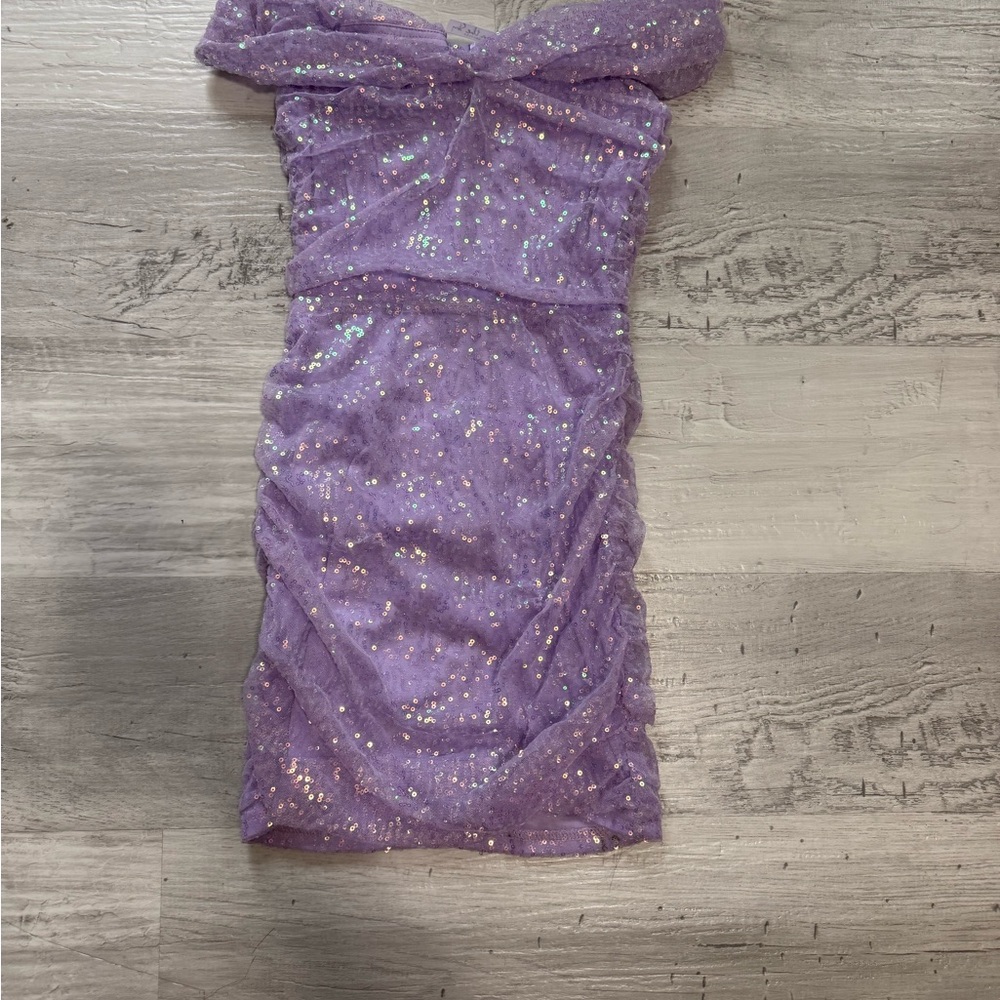 Purple Sequin Off-Shoulder Dress semi formal homecoming